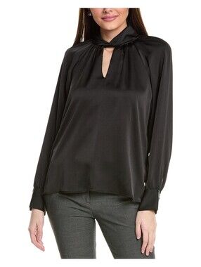 Vince Camuto womens Twist Neck Raglan Blouse s Black Size S